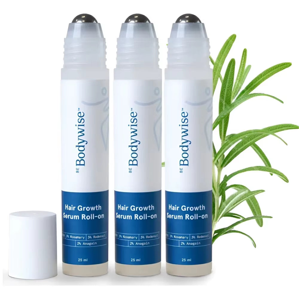 Anti-Hair Fall Growth Serum Roll-On 25Ml Be Bodywise Rosemary Advanced Hair Growth Increases Density Hair Roller Essence Massage