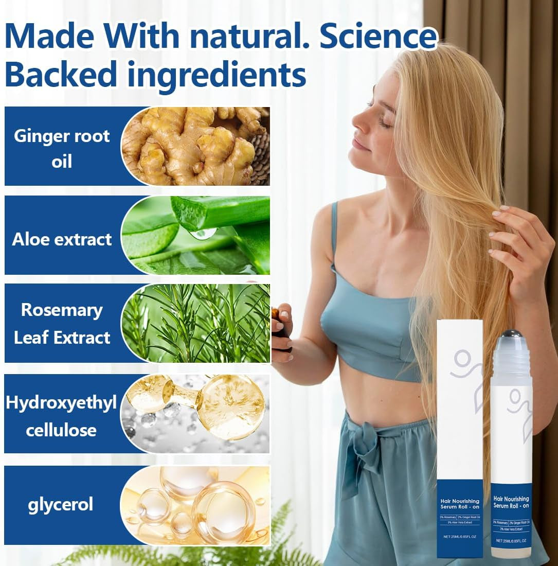 1 Piezas Rosemary - Suero Para El Crecimiento Del Cabello Roll-On, Suero De Control De Caída Del Cabello Del Cuero Cabelludo Aumenta El Flujo De Oxígeno, Reduce La Caída